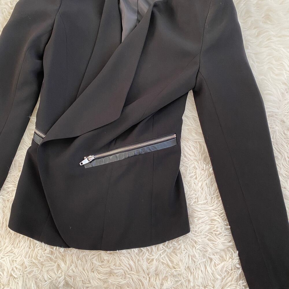 H&M Black Structured Open Front Blazer, Size 8 - image 4